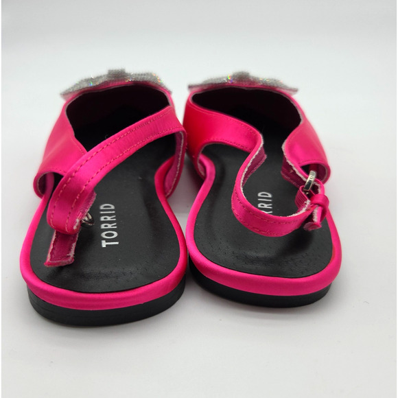 Torrid Embellished Bow Pointed Toe Slingback Ballet Flats Size 9.5 New Hot Pink - Picture 7 of 11